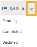 Set status menu list with a yellow highlight box around the drop down arrow.